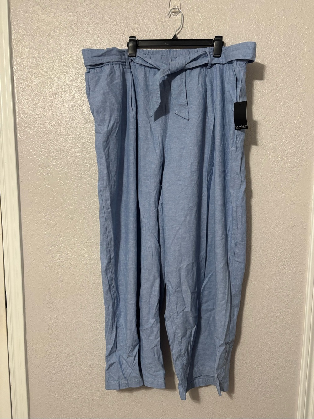 Eloquii Plus Size Tie Waist Linen Pants